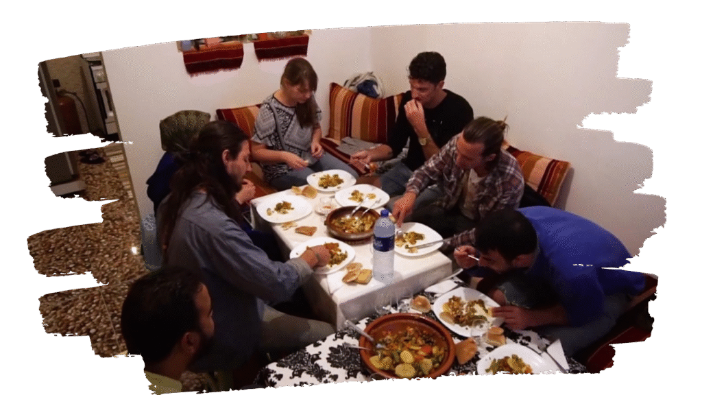 tradtional food with Moroccan Family